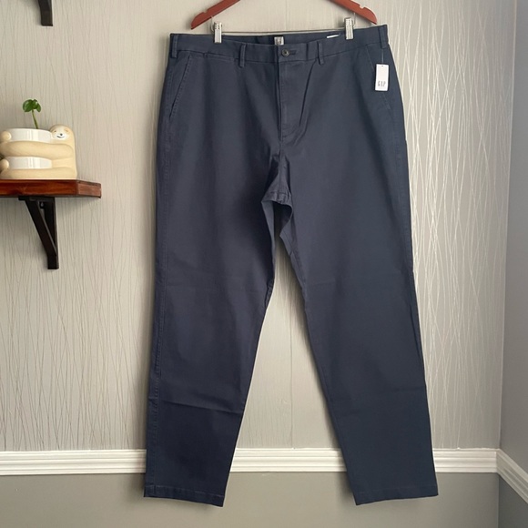 GAP Essential Khaki Pants Straight Taper Vintage Navy Blue Stretch Men’s 42 X 34 - Picture 2 of 12